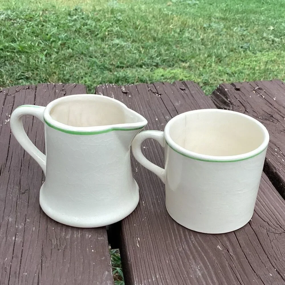Royal‎ Trio Creamer and Mug Set Hand Decorated Boy Dog Vintage Collectible